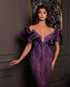 Off shoulder purple sequin dress